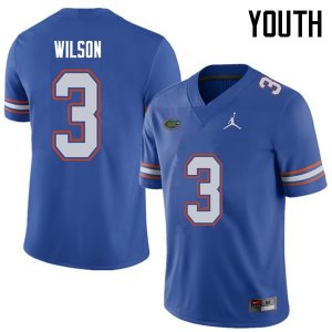 Youth Florida Gators #3 Marco Wilson NCAA Jordan Brand Royal Authentic Stitched College Football Jersey KWN5662TH